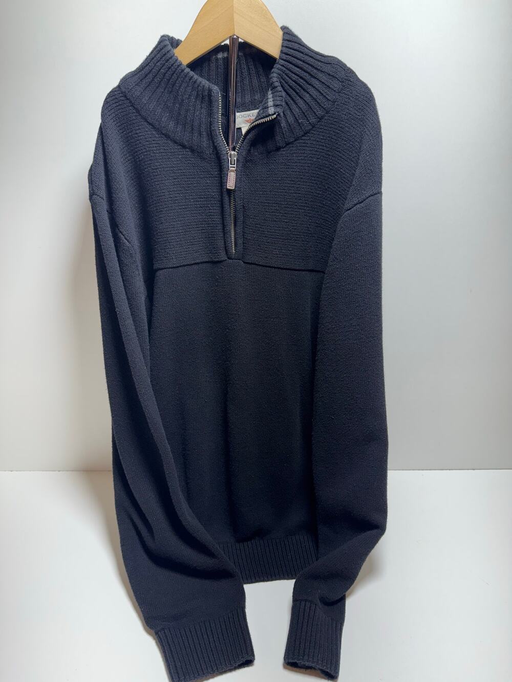 Dockers Men’s Sweater Sz L 1/4 Zip Mock Neck Pullover Classic Cotton Black